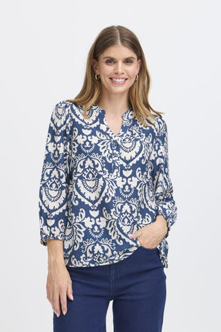 Lili Patterned Blouse (Blue)