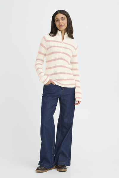Kamia 1/4 Zip Striped Sweater (Pink)