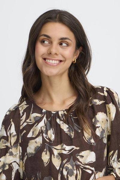 Adriana Blouse (Maroon Floral)