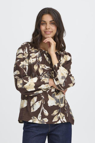 Adriana Blouse (Maroon Floral)