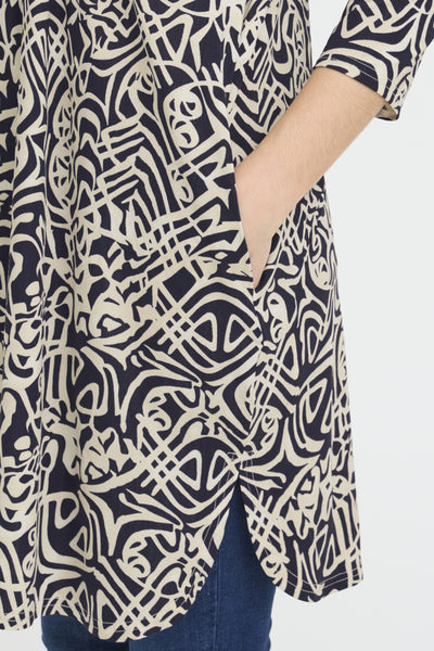 Frankie Tunic Dress (Navy Art)