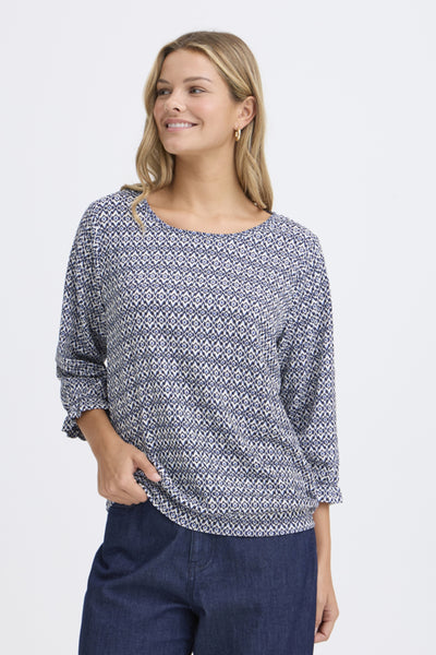 Sloane 3/4 Sleeve Top (Blue)