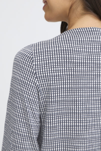 Niala Straight 3/4 Sleeve Check Top (Navy)