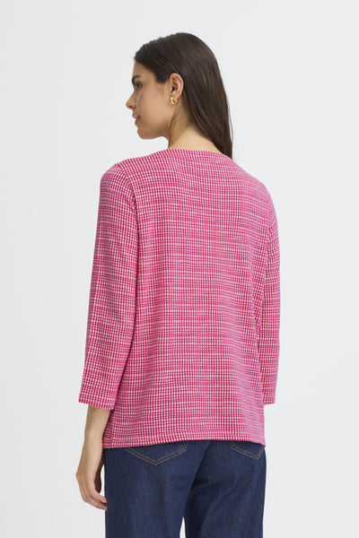 Niala Straight 3/4 Sleeve Check Top (Verry Berry)