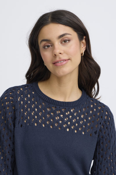 Layla Knit Pullover Sweater (Navy)