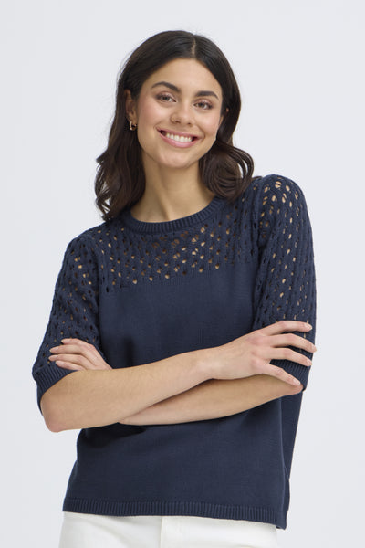 Layla Knit Pullover Sweater (Navy)