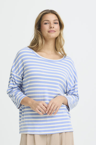 Cano 3/4 Sleeve Top (Hydrangea Stripe)