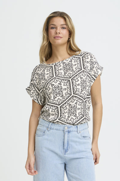 Oline Patterned Blouse (Black Boho)