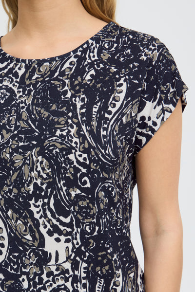 Amy Short Sleeve Top (Navy Stencil)