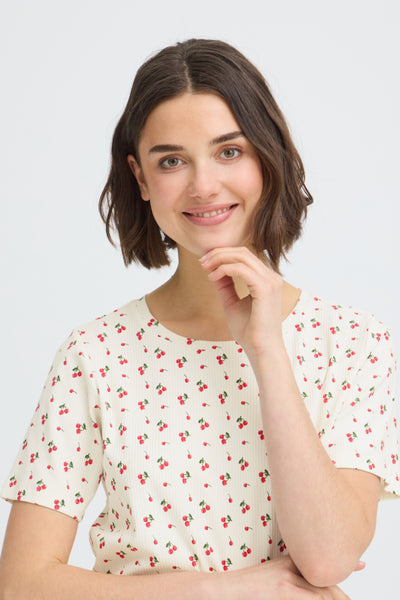 Tess Ribbed Cotton Top (Cherries)