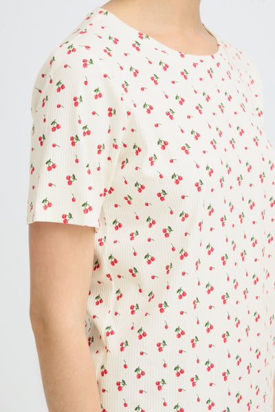 Tess Ribbed Cotton Top (Cherries)