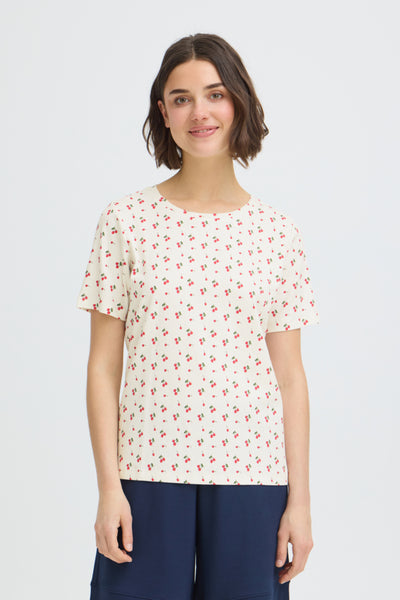 Tess Ribbed Cotton Top (Cherries)