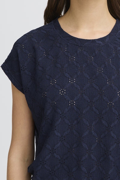 Mira Eyelet Top (Navy)