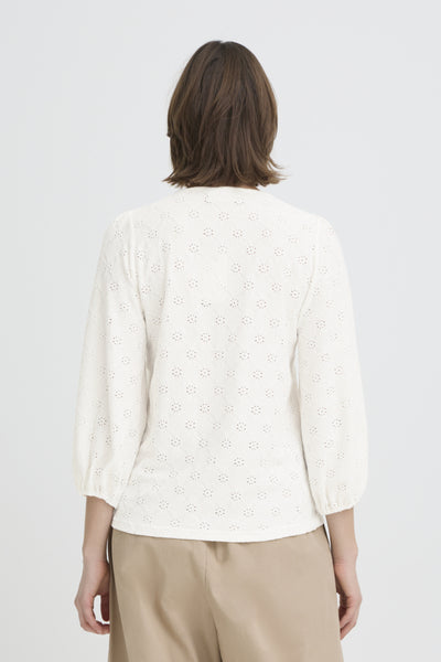 Mira Eyelet Button Down Blouse (Blanc)