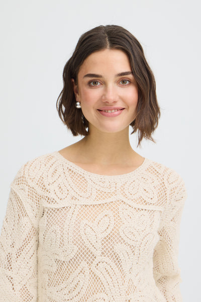 Prima Cotton Lace Top (Oatmeal)