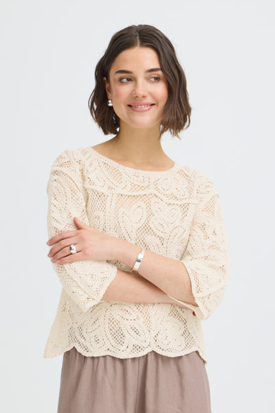 Prima Cotton Lace Top (Oatmeal)