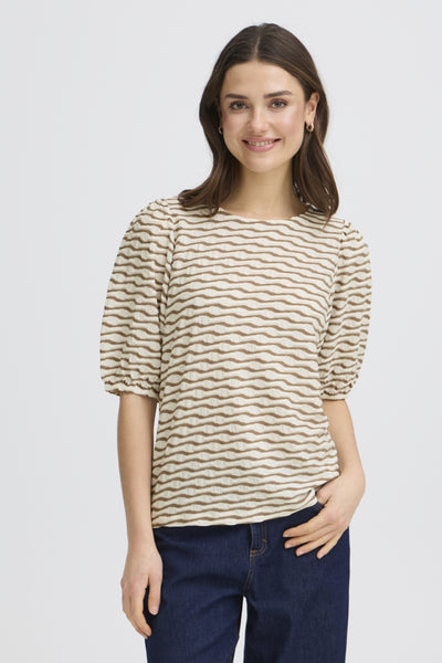 Niamy Balloon Sleeve Top (Mountain Trail)
