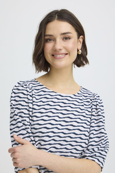 Niamy Balloon Sleeve Top (Navy)