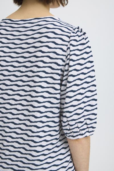 Niamy Balloon Sleeve Top (Navy)