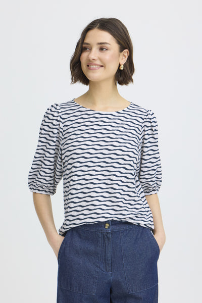 Niamy Balloon Sleeve Top (Navy)
