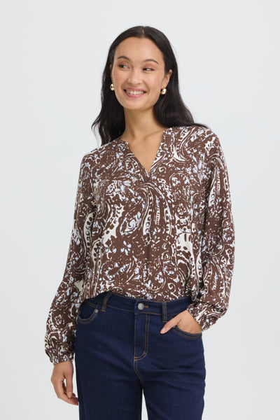Flowa Blouse (Brown Stencil)