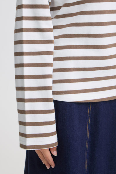 Bree Cotton Long Sleeve Top (Rain Drum Stripe)