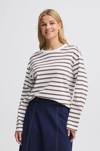 Bree Cotton Long Sleeve Top (Rain Drum Stripe)