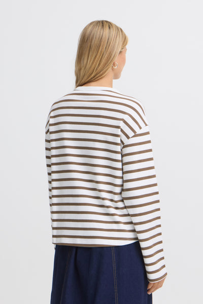 Bree Cotton Long Sleeve Top (Rain Drum Stripe)
