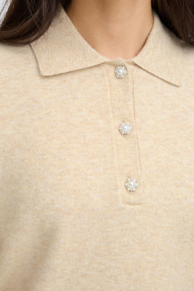 Suzette Polo Sweater (Oatmeal Melange)