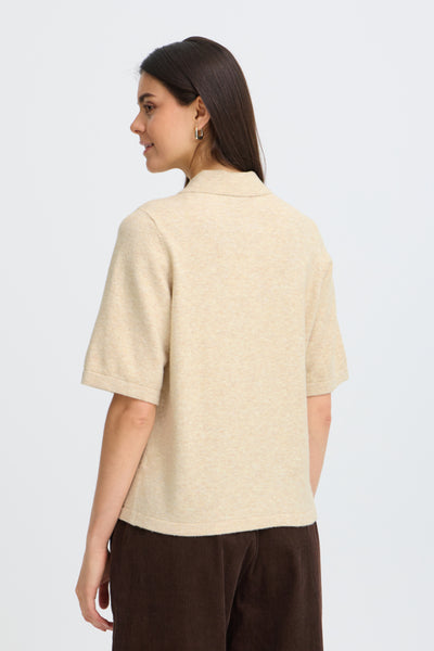 Suzette Polo Sweater (Oatmeal Melange)