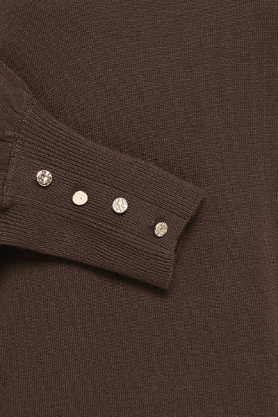 Mary Button Accent Sweater (Hot Fudge)