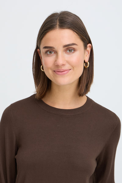 Mary Button Accent Sweater (Hot Fudge)