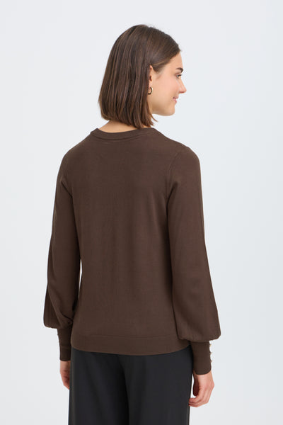 Mary Button Accent Sweater (Hot Fudge)
