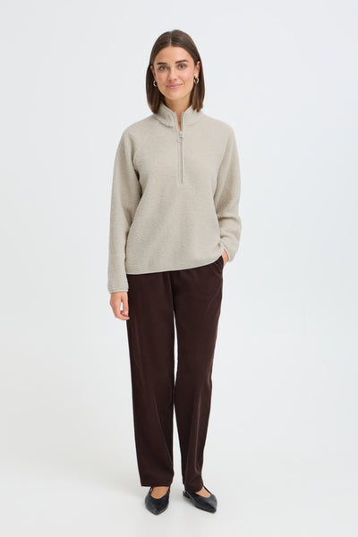 Tenya Teddy Quarter Zip Sweater (Pumice Stone)