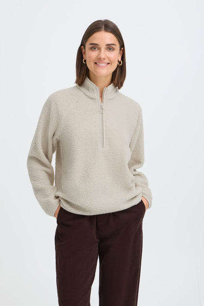 Tenya Teddy Quarter Zip Sweater (Pumice Stone)