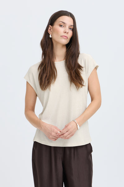 Marissa Metallic Top (Beige)