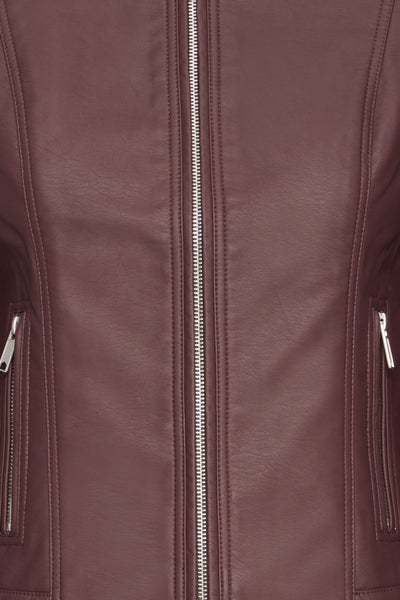 Camille Faux Leather Jacket (Burgundy)