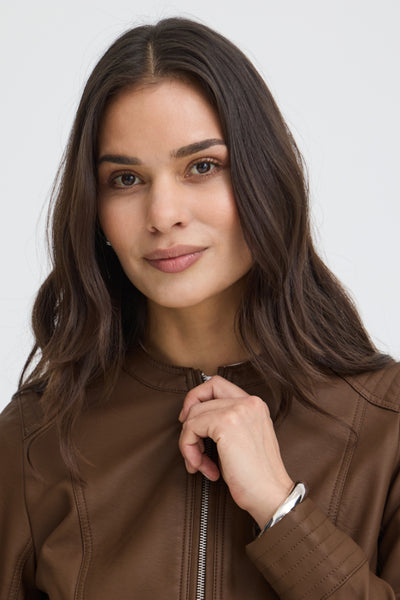 Camille Faux Leather Jacket (Java)