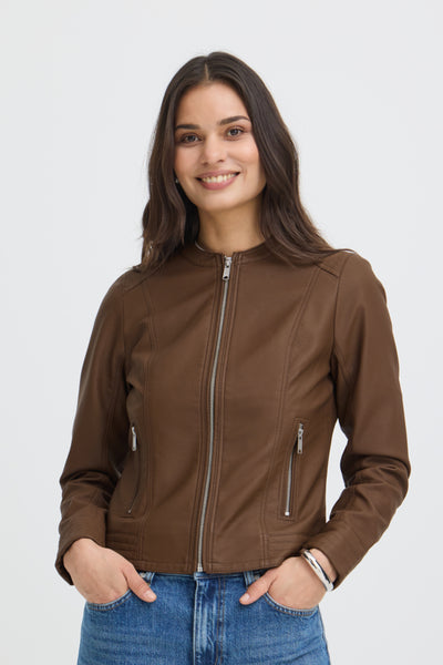 Camille Faux Leather Jacket (Java)