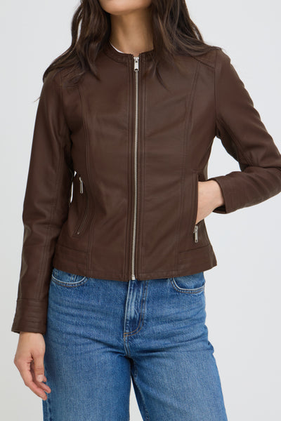 Camille Faux Leather Jacket (Java)