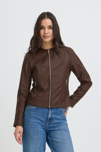 Camille Faux Leather Jacket (Java)