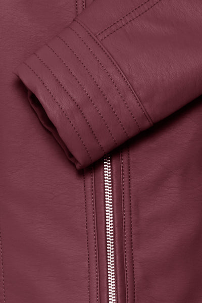 Camille Faux Leather Jacket (Burgundy)