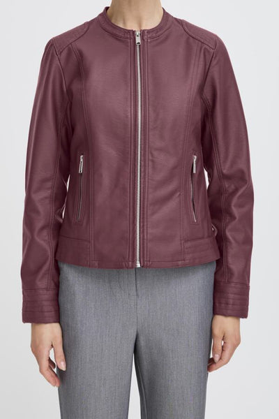Camille Faux Leather Jacket (Burgundy)