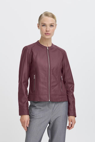 Camille Faux Leather Jacket (Burgundy)