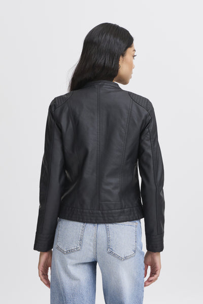 Camille Faux Leather Jacket (Black)
