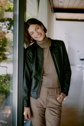 Camille Faux Leather Jacket (Black)