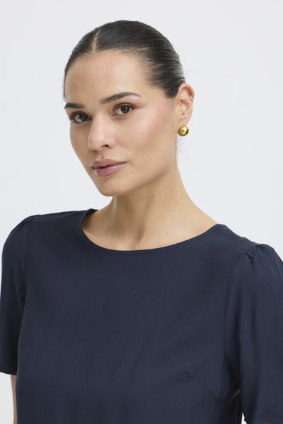 Joella Short Sleeve Blouse (Navy)