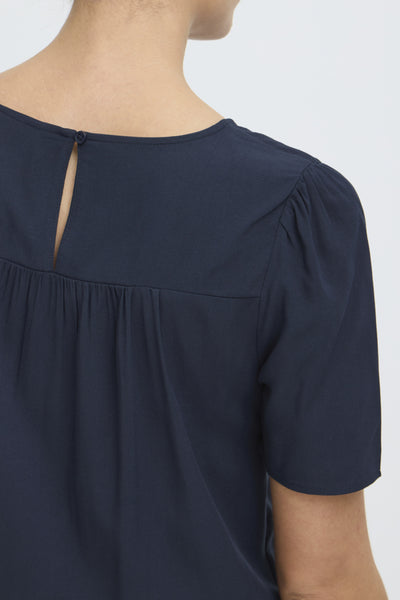 Joella Short Sleeve Blouse (Navy)