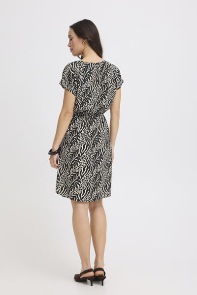 Joella Tie Dress (Black Pattern)