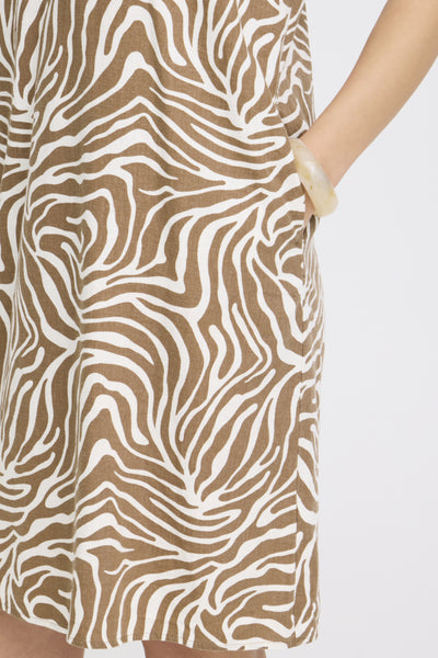Falakka Linen Blend Dress (Woodsmoke Pattern)